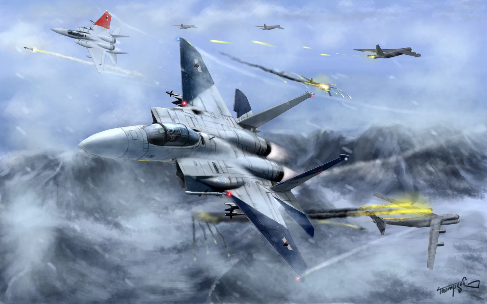 ace combat, самолеты, битва, арт, в небе, полет, истребители