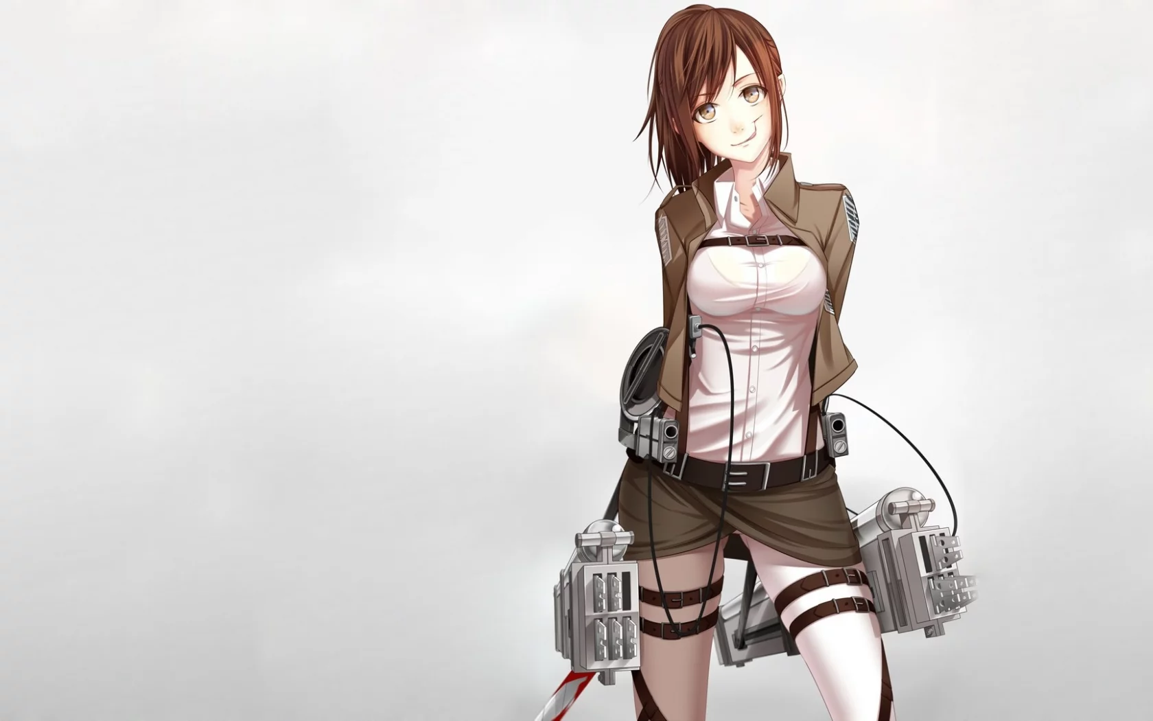 девушка, art, улыбка, sasha browse, взгляд, клинки, кровь, sorano