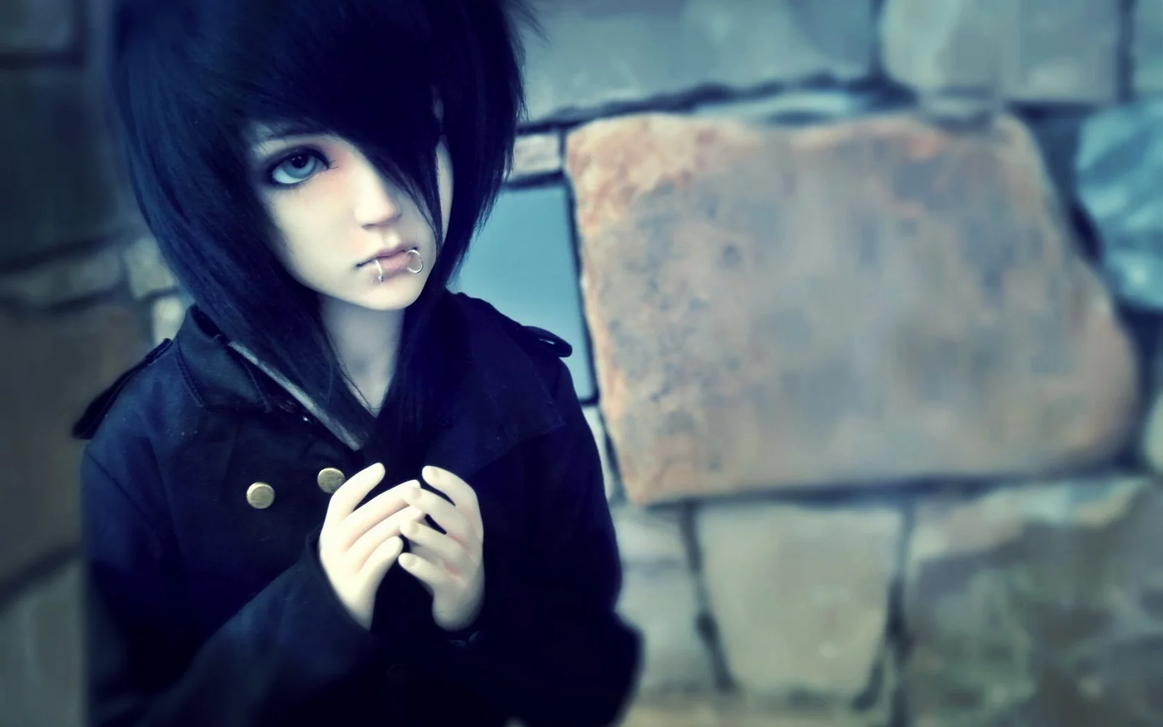 девушка, пирсинг, брюнетка, кукла, doll, bjd