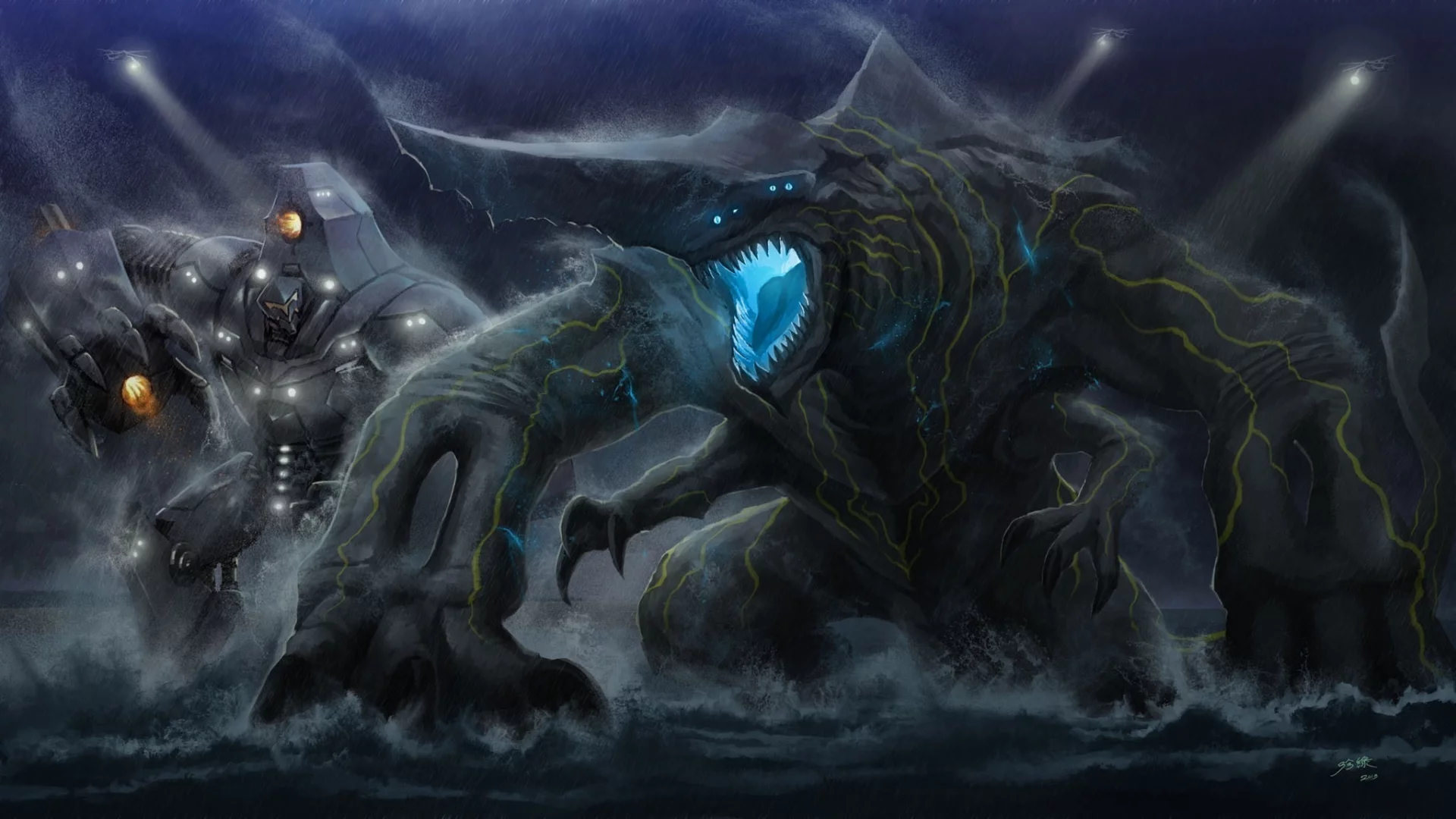 арт, робот, монстр, pacific rim, тихоокеанский рубеж