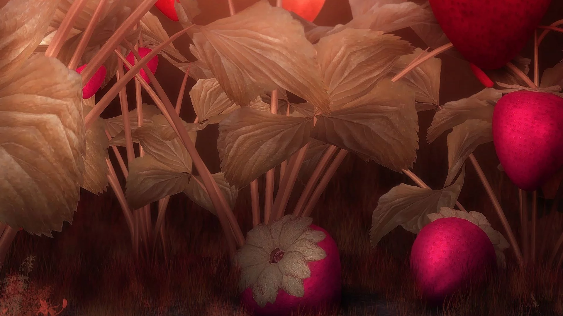 кусты, shrubs, ягоды, leaves, berry, листья, клубника, bushes, strawberry