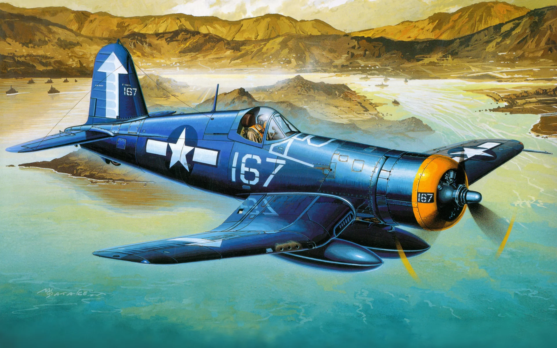 палубный, американский, f4u-1d, истребитель, самолёт