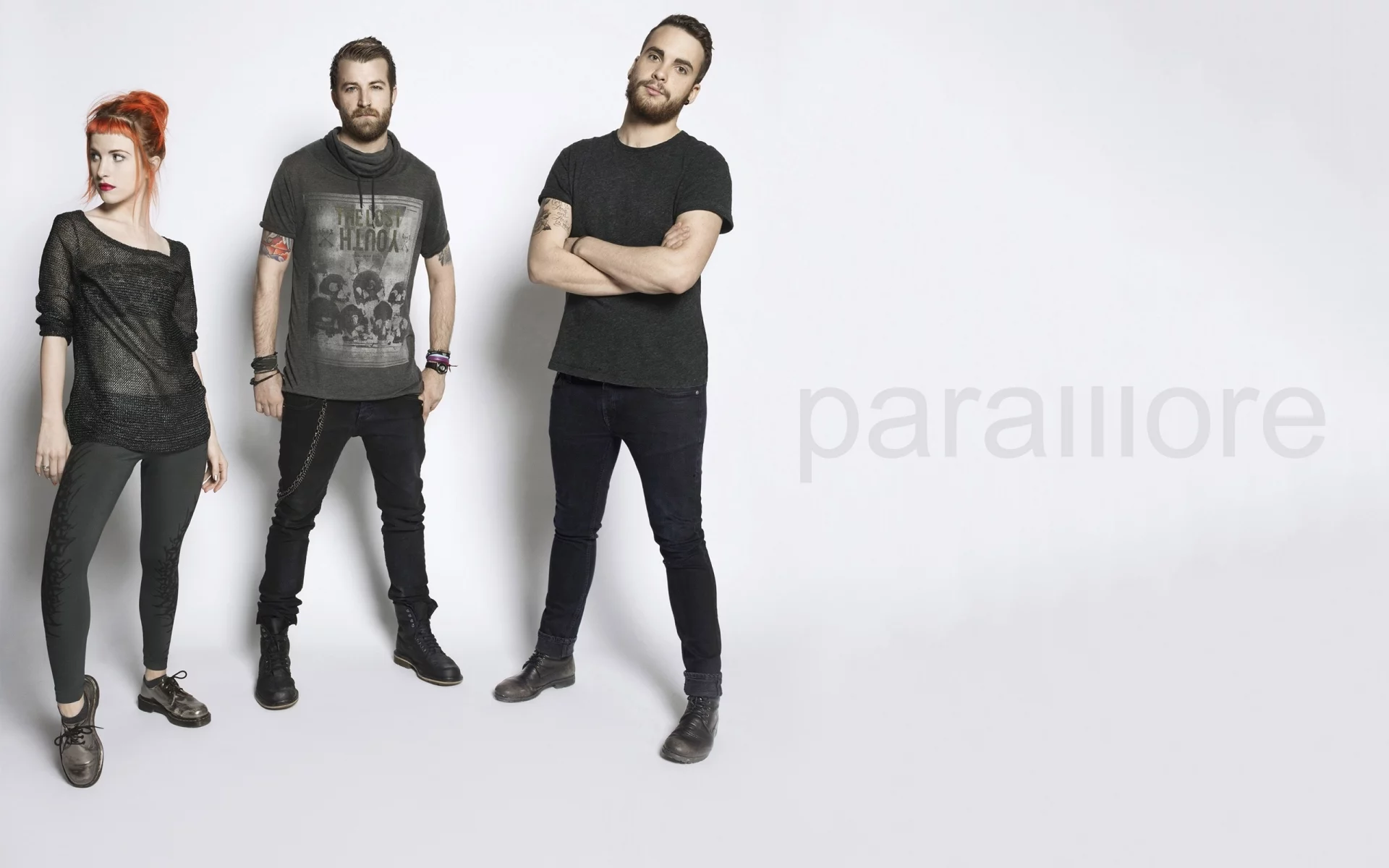 promo, paramore, jeremy davis, photo, gray, taylor york, alternative rock, hayley williams