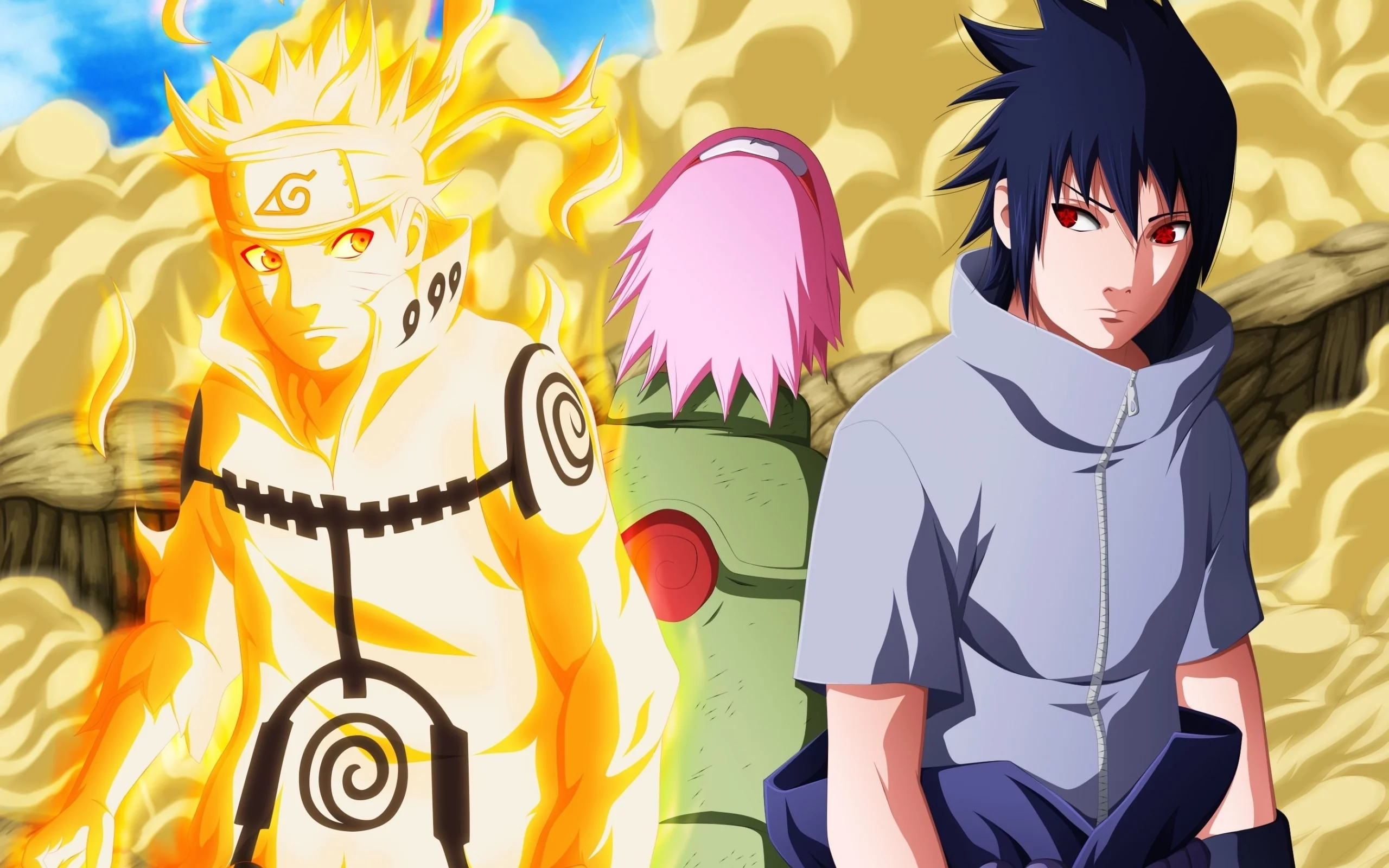 naruto shippuden, 4th ninja war, uzumaki naruto, haruno sakura, kyuubi mode, uchiha sasuke