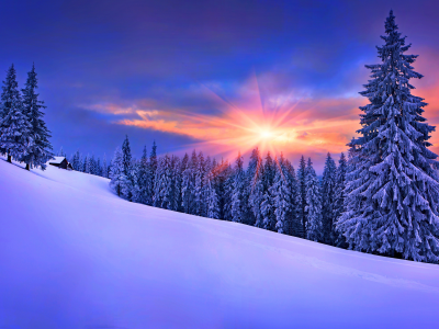 nature, sky, зима, white, снег, природа, winter, пейзаж, дом, небо