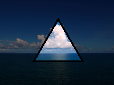 небо, океан, треугольник, вода, море, облака