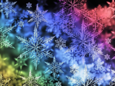 снежинки, snowflakes, фон, текстура, разноцветные, краски, зима, праздник, Новый год