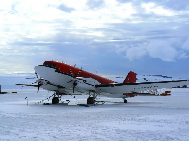 дуглас dc-3, аэродром, американский, зима, douglas dc-3, снег