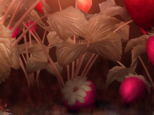 кусты, shrubs, ягоды, leaves, berry, листья, клубника, bushes, strawberry