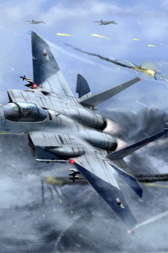 ace combat, самолеты, битва, арт, в небе, полет, истребители