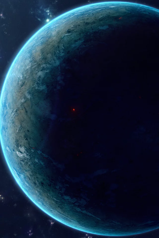 sci fi, blue, darkness, planet