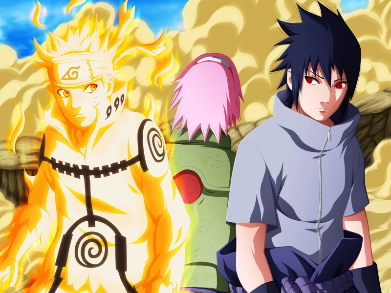 naruto shippuden, 4th ninja war, uzumaki naruto, haruno sakura, kyuubi mode, uchiha sasuke