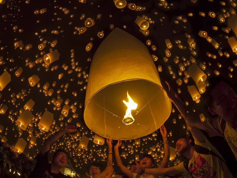 balloon, night, festival, lamp, candle