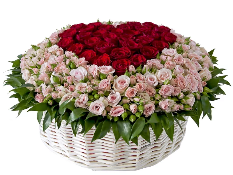 букет, розы, корзина, цветы, корзинка, цветок