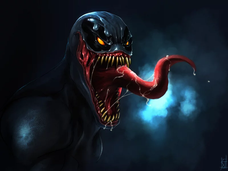 art, веном, пасть, comics, venom, by therisingsoul, marvel, рот, язык, слюни