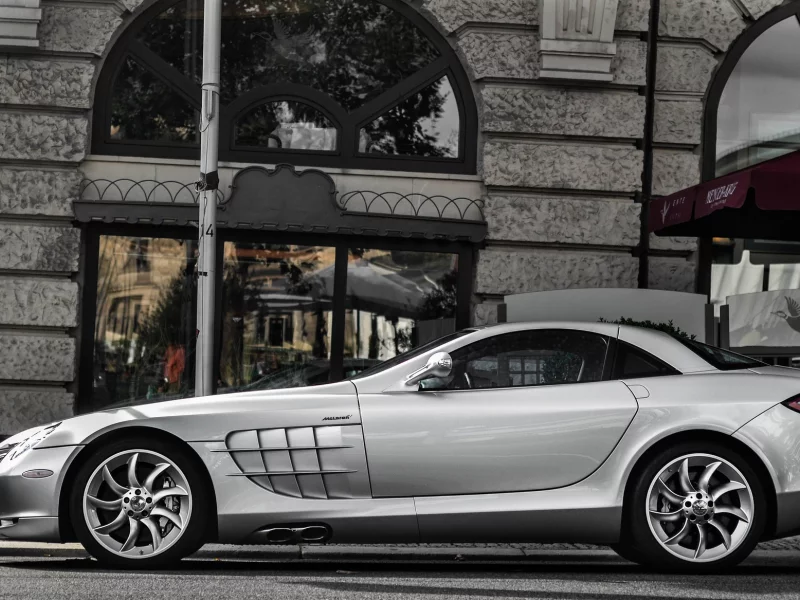 street, макларен, mercedes, slr, building, silver, слр, mclaren, мерседес