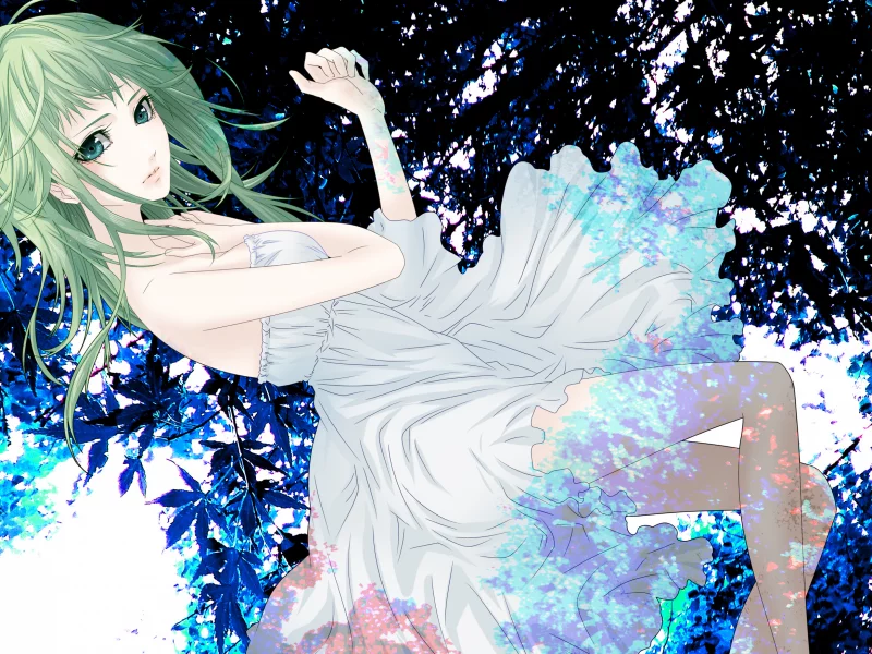 девушка, gumi, абстракция, арт, платье, vocaloid