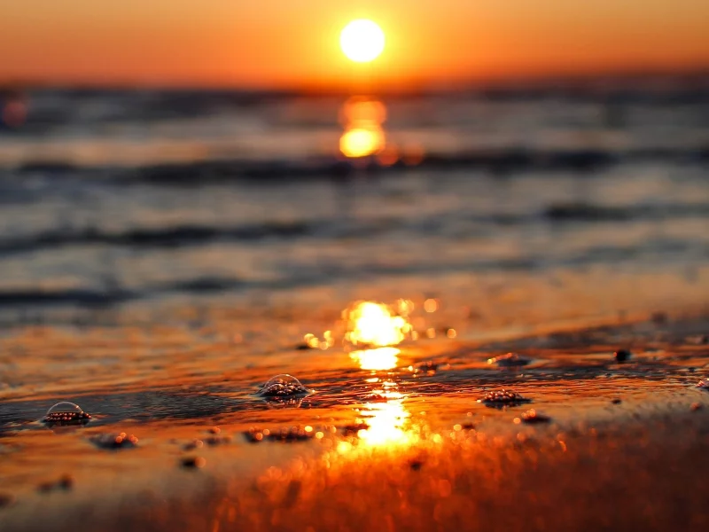 море, солнце, закат, вода, природа, боке, волна, река