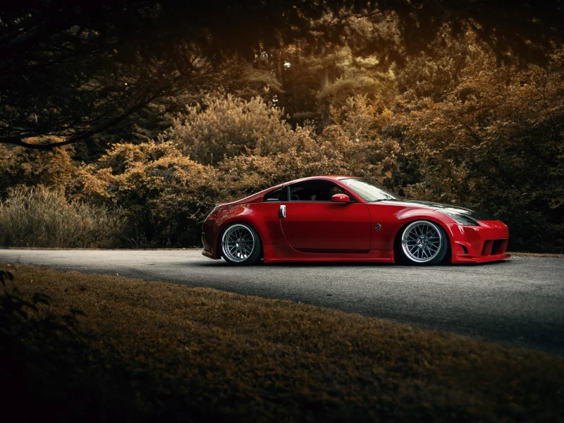 nissan, stance, обвес, 350z, red