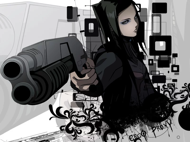 фон, re-l mayer, ergo proxy, эрго прокси, оружие, чёрный
