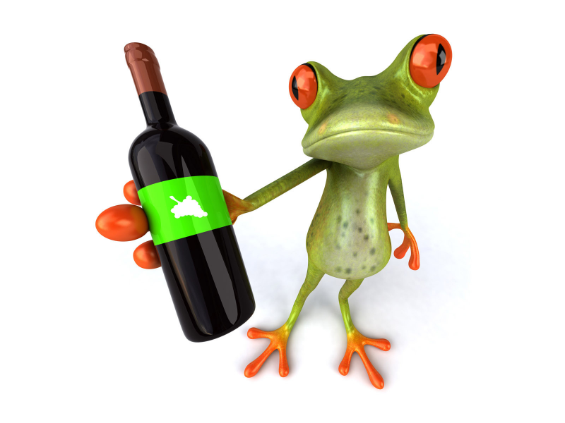 free frog 3d, лягушка, вино, графика, бутылка