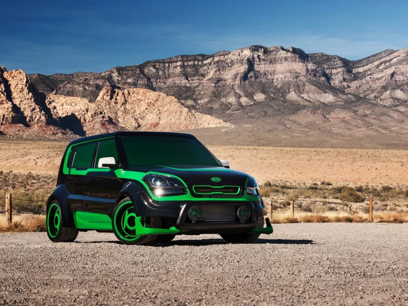 авто, киа, kia, kia soul, киа соул, зеленый, техника, горы, пространство