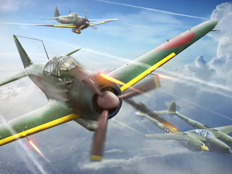 самолёты, небо, морские, a6m reisen zero, японские, арт