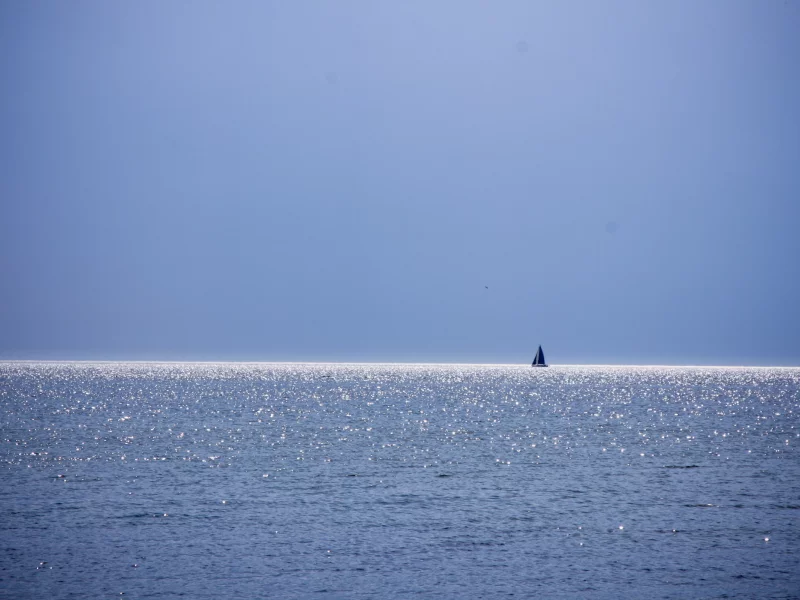море, лодка, минимализм, пейзаж