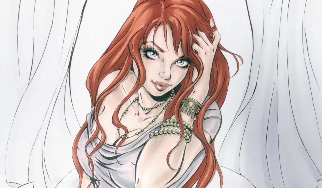 живопись, взгляд, арт, mary jane watson, рыжая, девушка, лицо