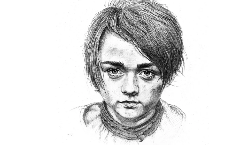 рисунок, карандаш, arya stark, maisie williams