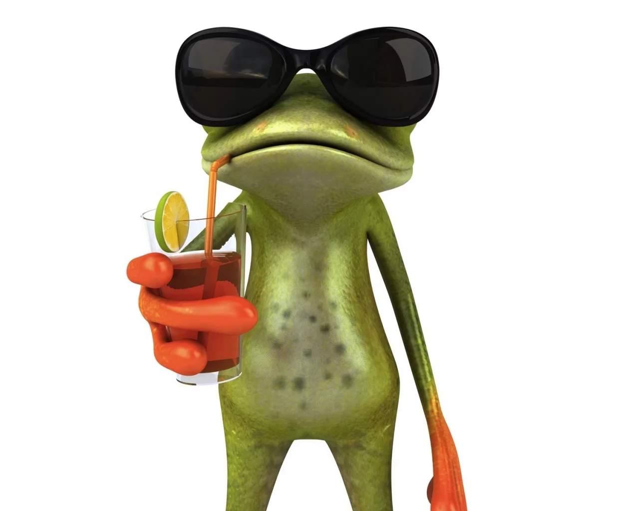 лягушка, графика, free frog 3d, сок , очки, коктель