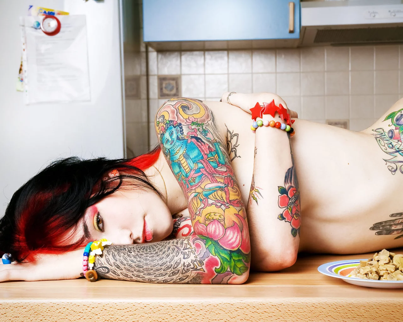 девушка, пин ап, pin up, татуировки, suicide, girls, tattoo, кухня