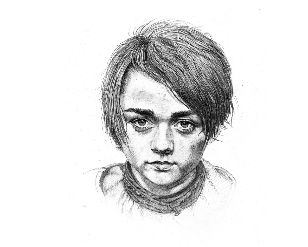 рисунок, карандаш, arya stark, maisie williams