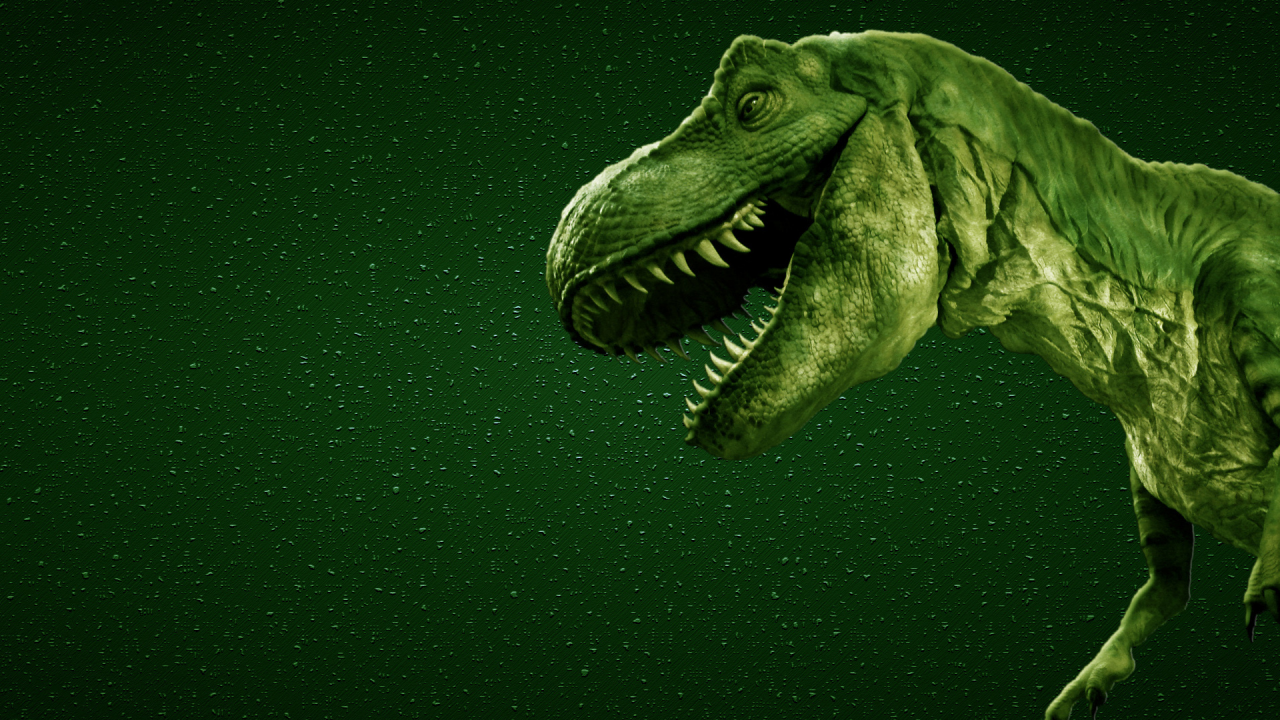 динозавр, зубы, хищник, пасть, зеленый