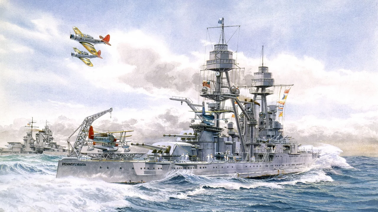 корабли, волны, море, линкор