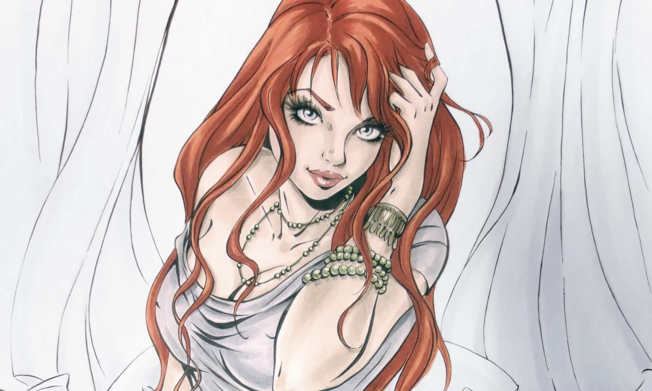 живопись, взгляд, арт, mary jane watson, рыжая, девушка, лицо