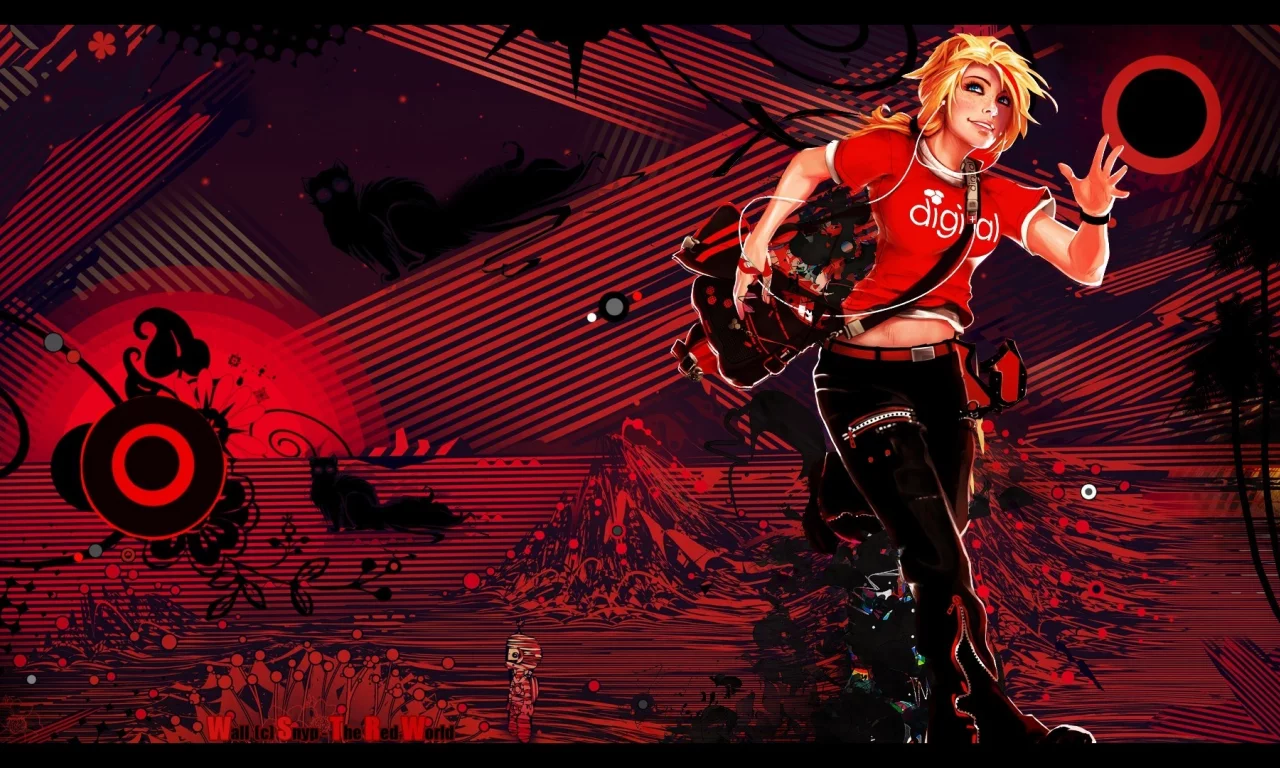 красный, стиль, mirrors edge, девушка, селеста, бег