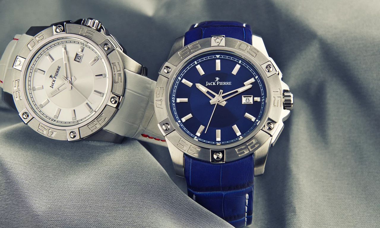 jack pierre, watch, two, silver, blue