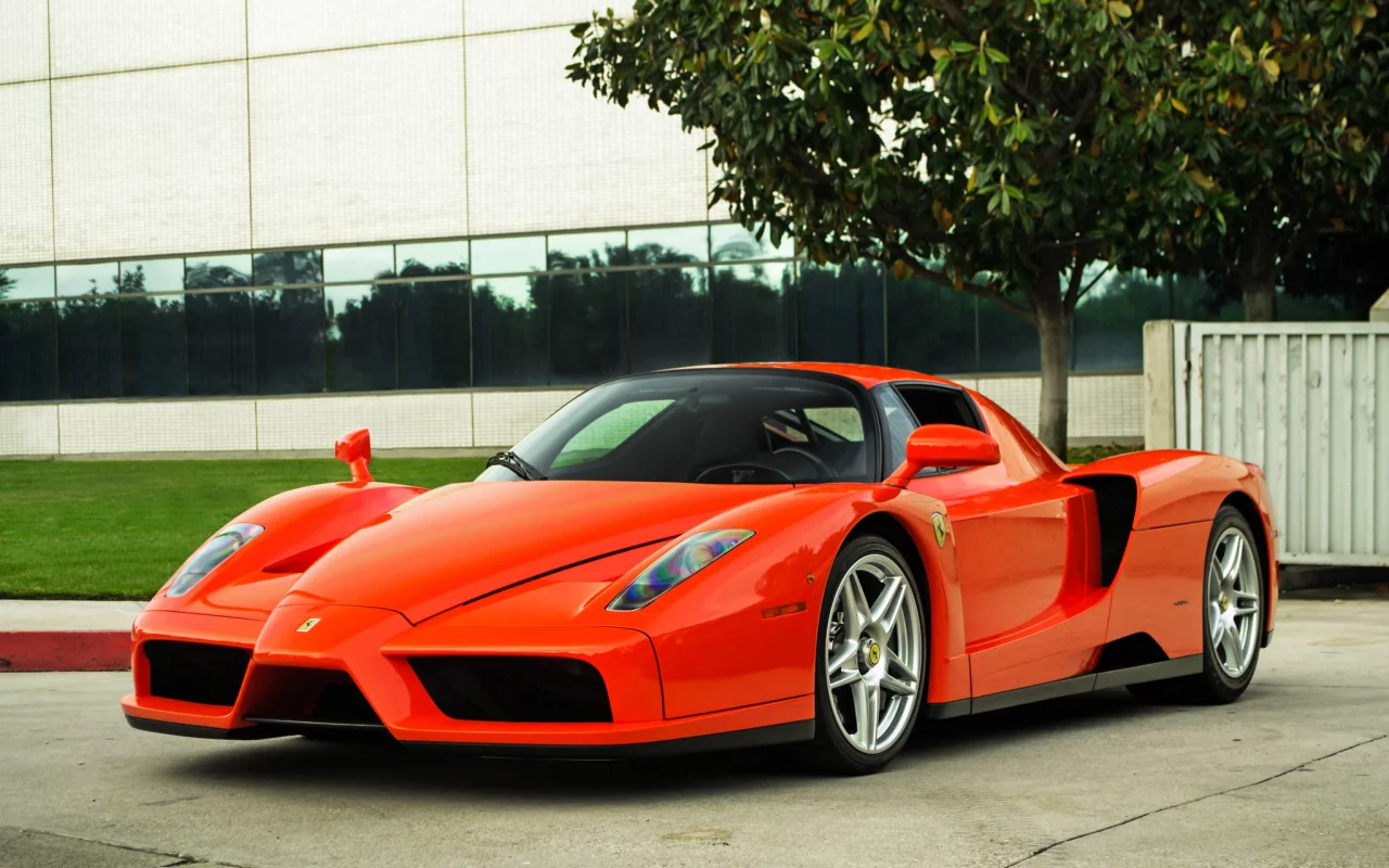 enzo, вид спереди, энцо, феррари, ferrari, дерево, red, красный