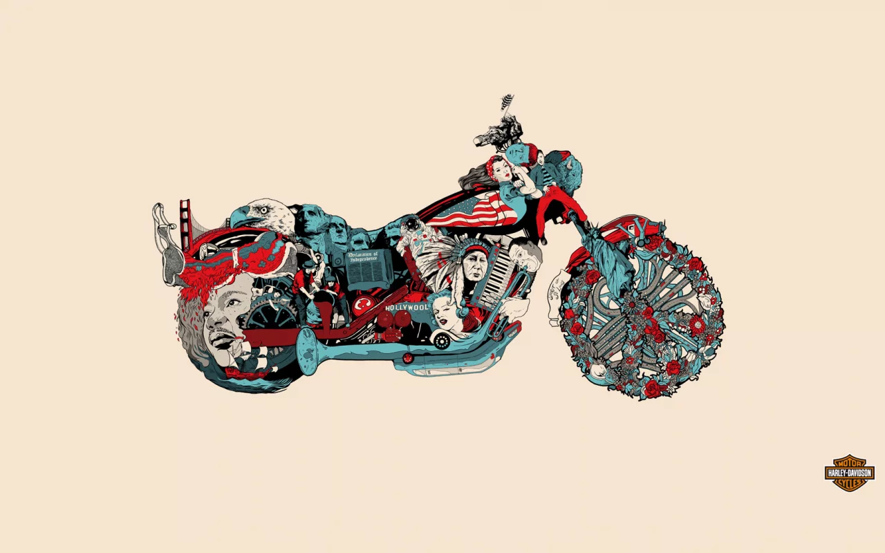фон, мотоцикл, harley davidson, история, байк
