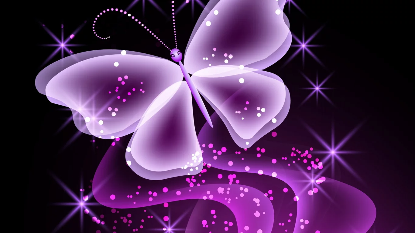 бабочка, neon, sparkle, неоновая, purple, glow, abstract, butterfly