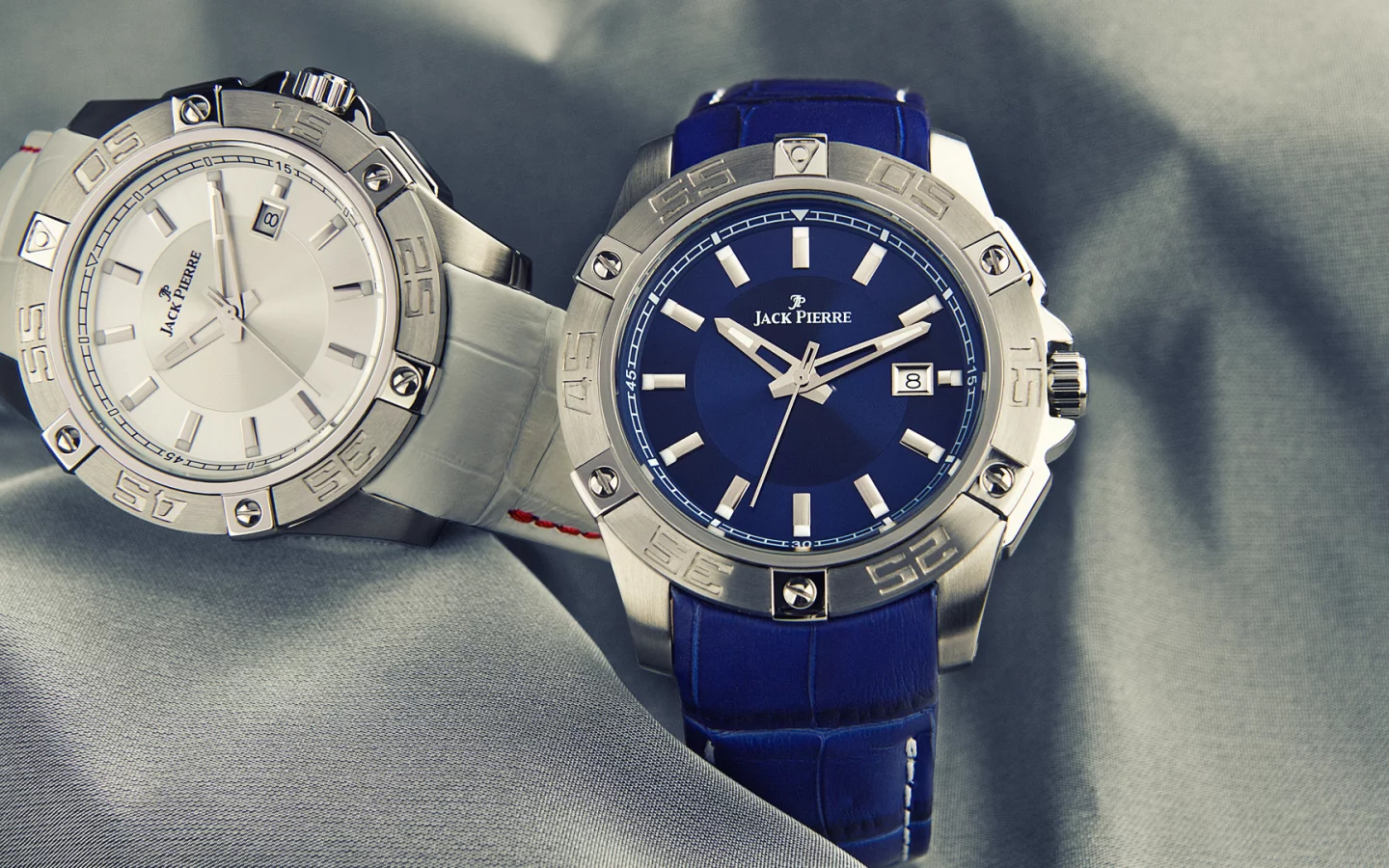 jack pierre, watch, two, silver, blue