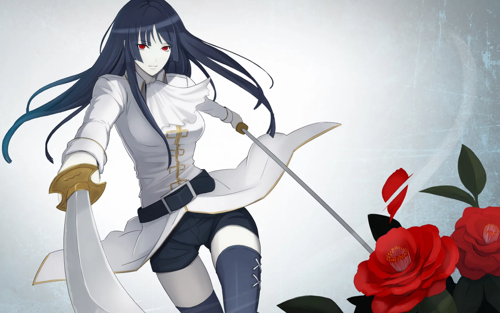 imai nobume, красные глаза, гинтама, gin tama, девушка, розы