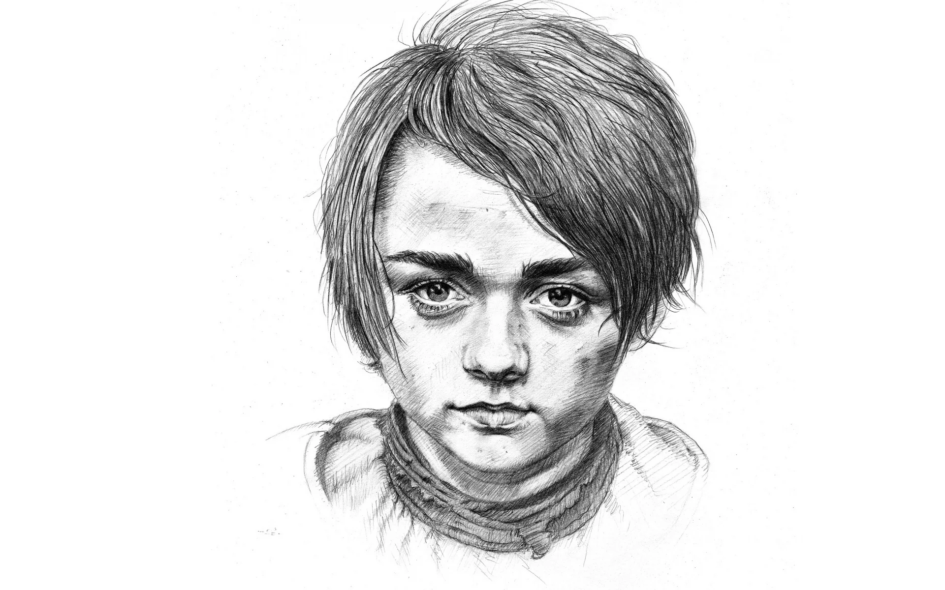 рисунок, карандаш, arya stark, maisie williams