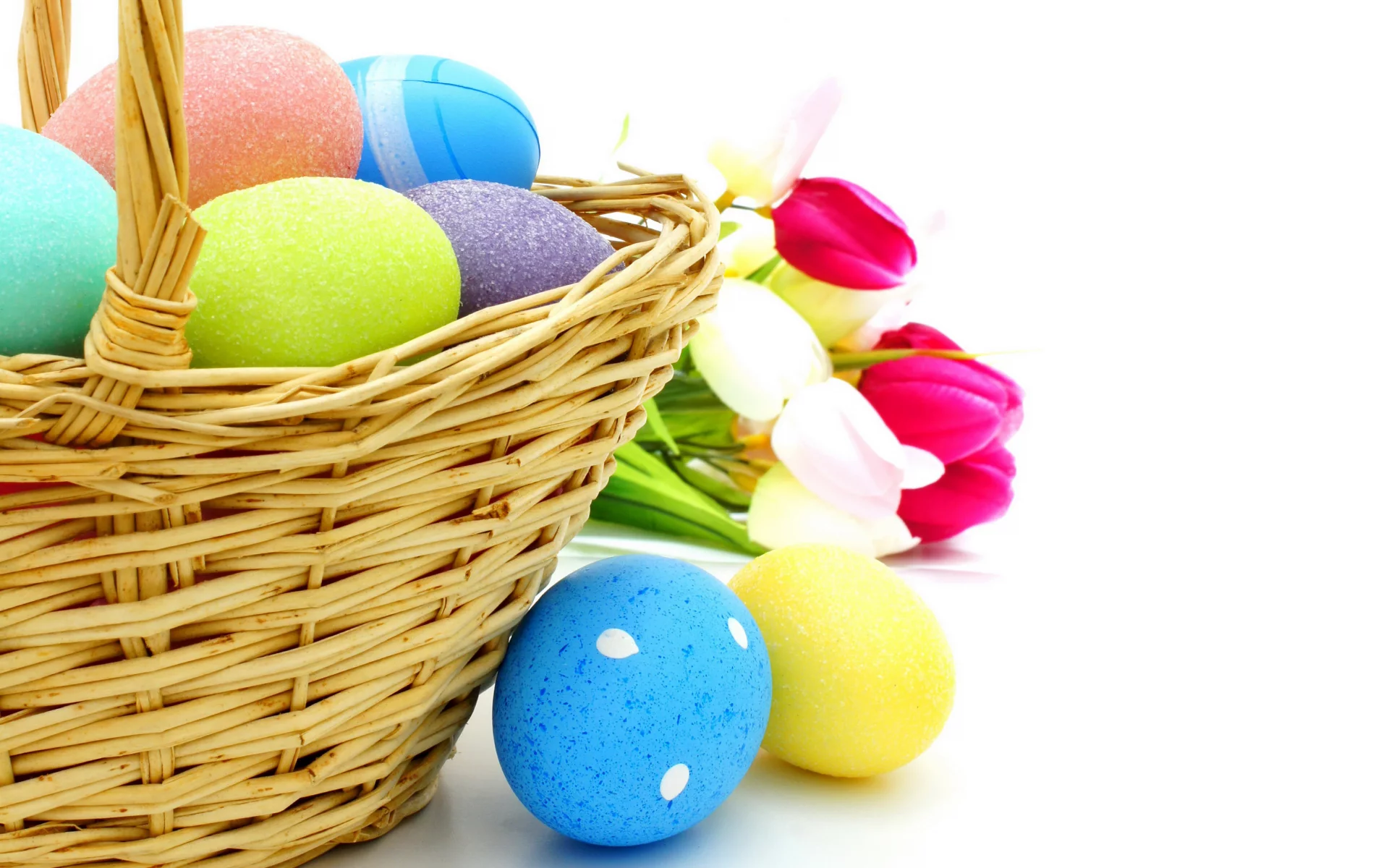 eggs, яйца, spring, easter, пасха, корзина, flowers, тюльпаны