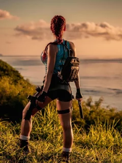bianca beauchamp, поза, тело, оружие, природа, косплей, девушка