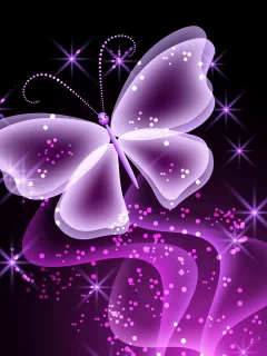 бабочка, neon, sparkle, неоновая, purple, glow, abstract, butterfly