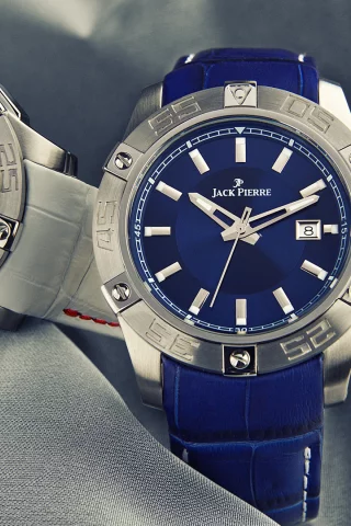 jack pierre, watch, two, silver, blue