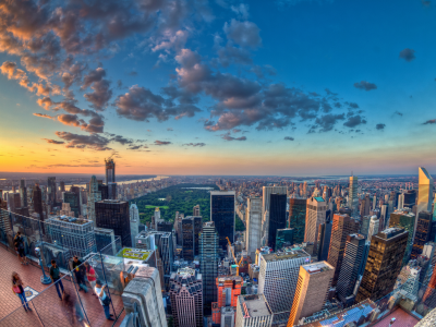 панорама, нью йорк, небоскребы, америка, вид сверху