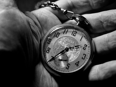 clock, black and white, hand